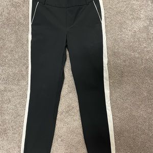 golftini pull-on stretch golf ankle pants women’s small black white stripe